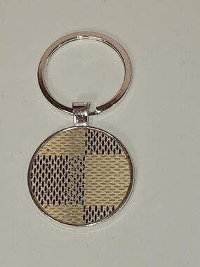 Louis Vuitton Damier Azur Monogram Canvas Check Pattern Round Keychain in Beige